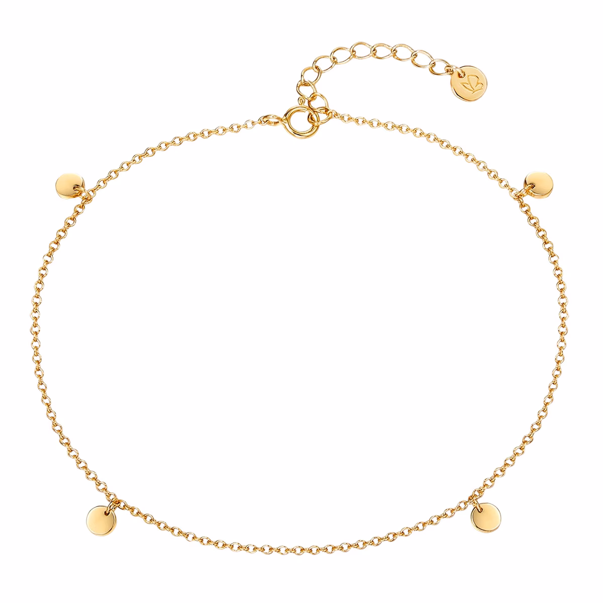 Fußkette Kreis Sterling Silber in Gelbgold