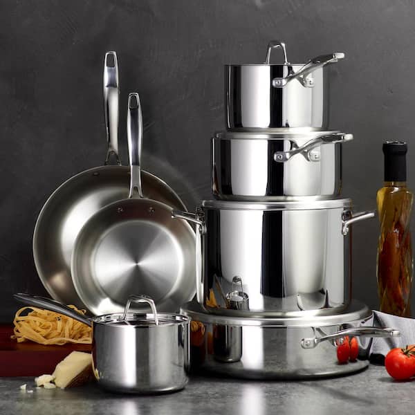 Gourmet Tri-Ply Clad 12-Piece Stainless Steel Cookware Set