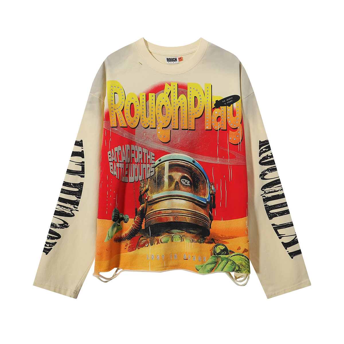 Apricot-colored beach rusty machine helmet skull print short-sleeved shirt