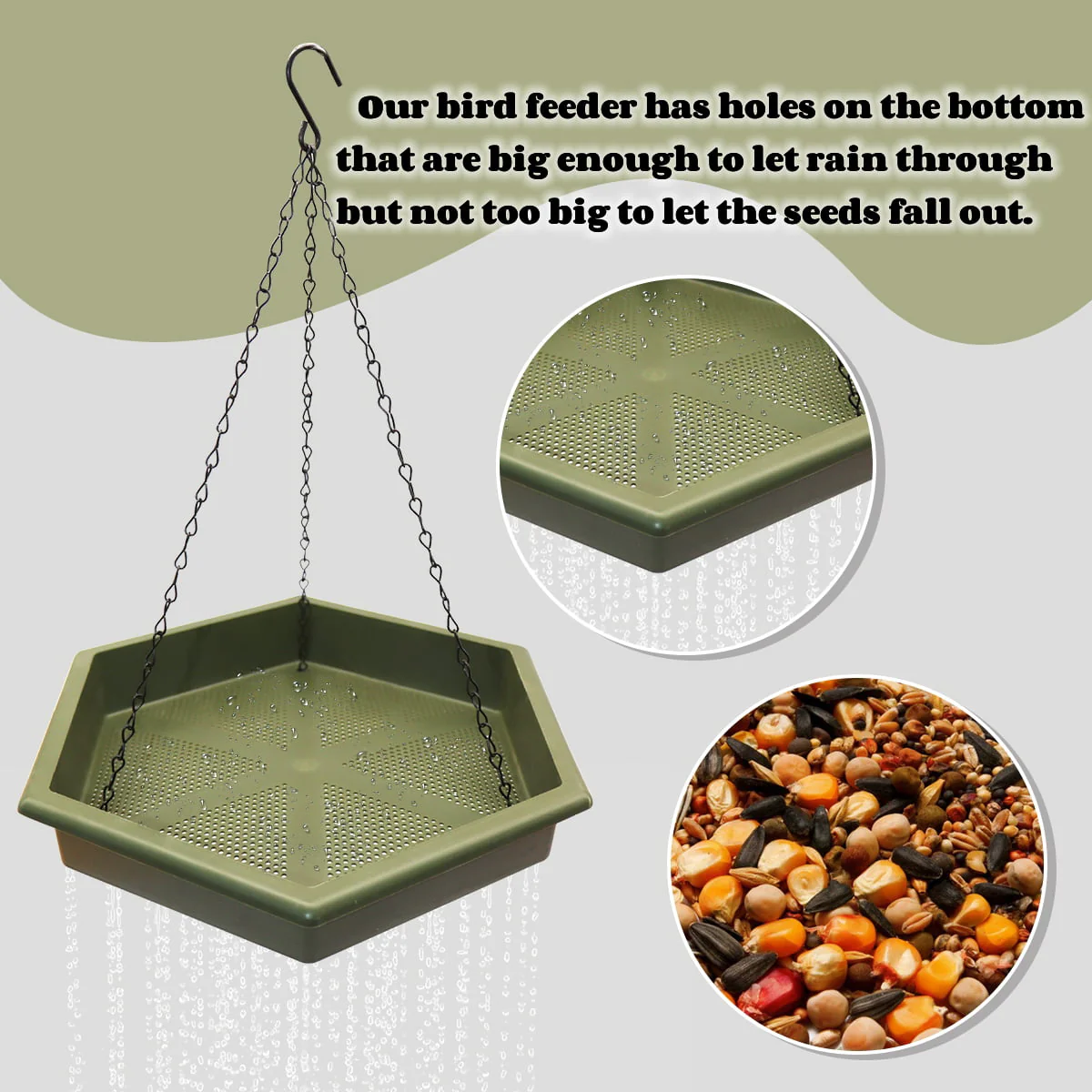 Hanging Bird Bath Feeder for Outdoors,Bird Feeder Hanging Bird Feeder Tray Charm to Your Garden 2 in 1