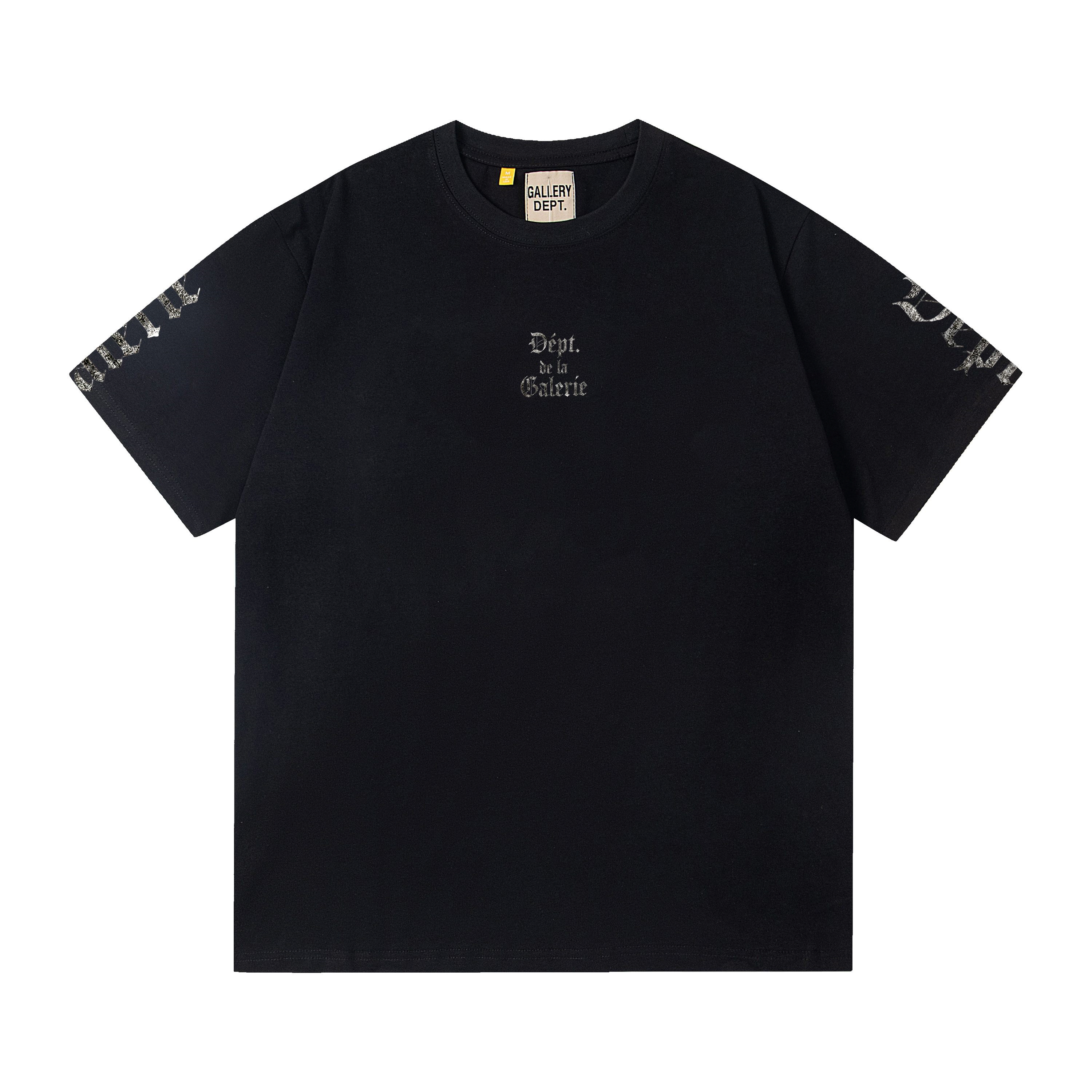 Black minimalist letter print short-sleeved shirt