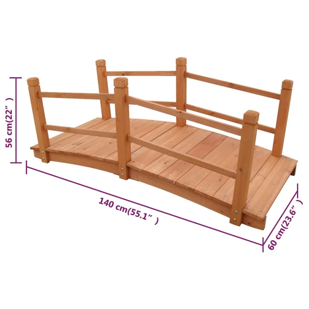 vidaXL Garden Bridge for Patio Pond Flower Bed Patio Decor Outdoor Garden Wood