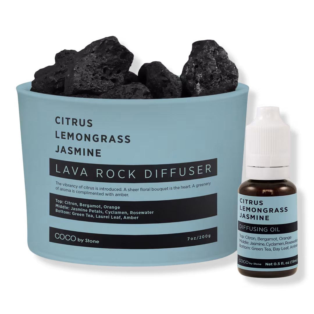 COCO by Stone  Citrus Lemongrass Jasmine Lava Rock Diffuser with Oil Starter Pack