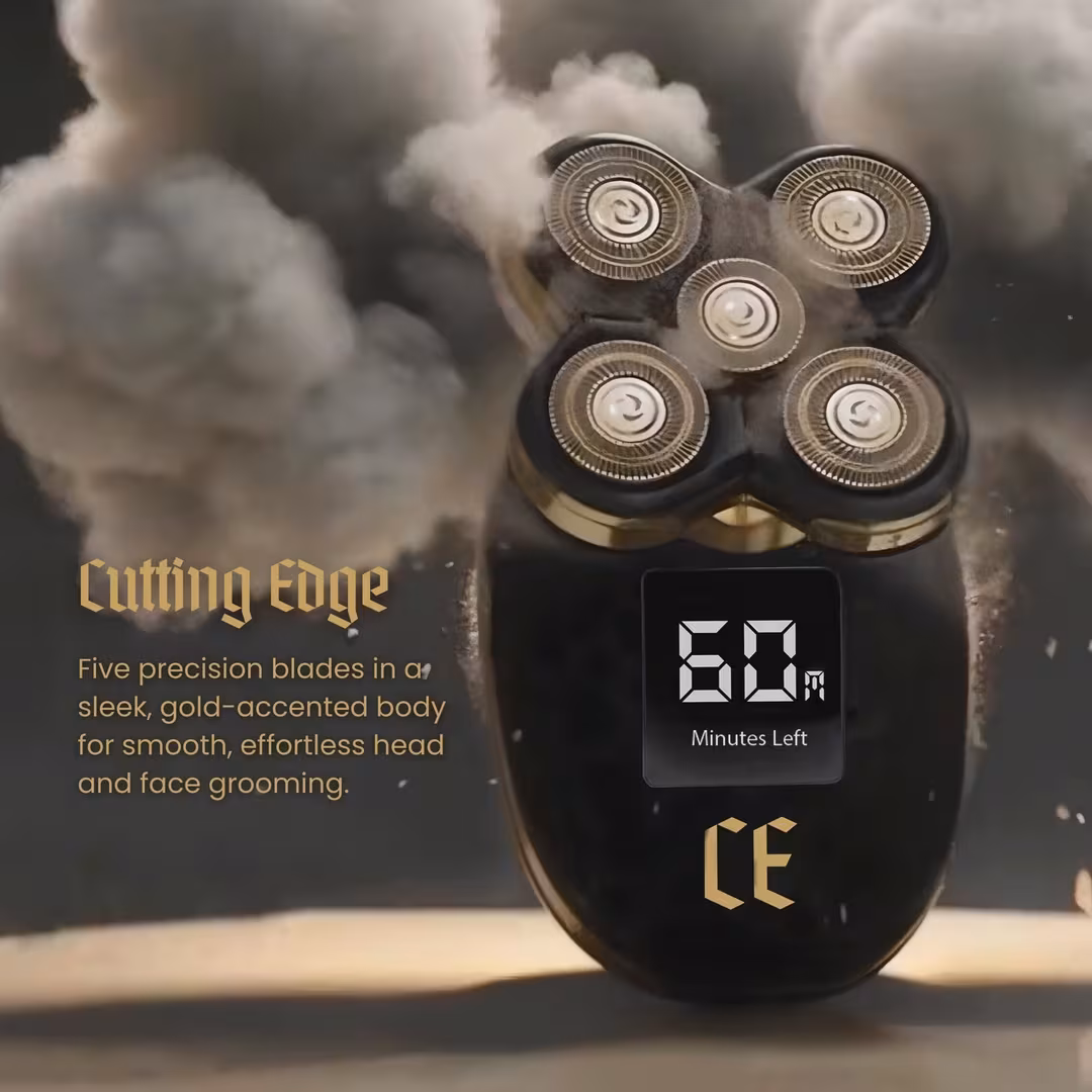Cutting Edge  Men’s Rechargeable Rotary Head Shaver with Hypoallergenic Titanium Blades