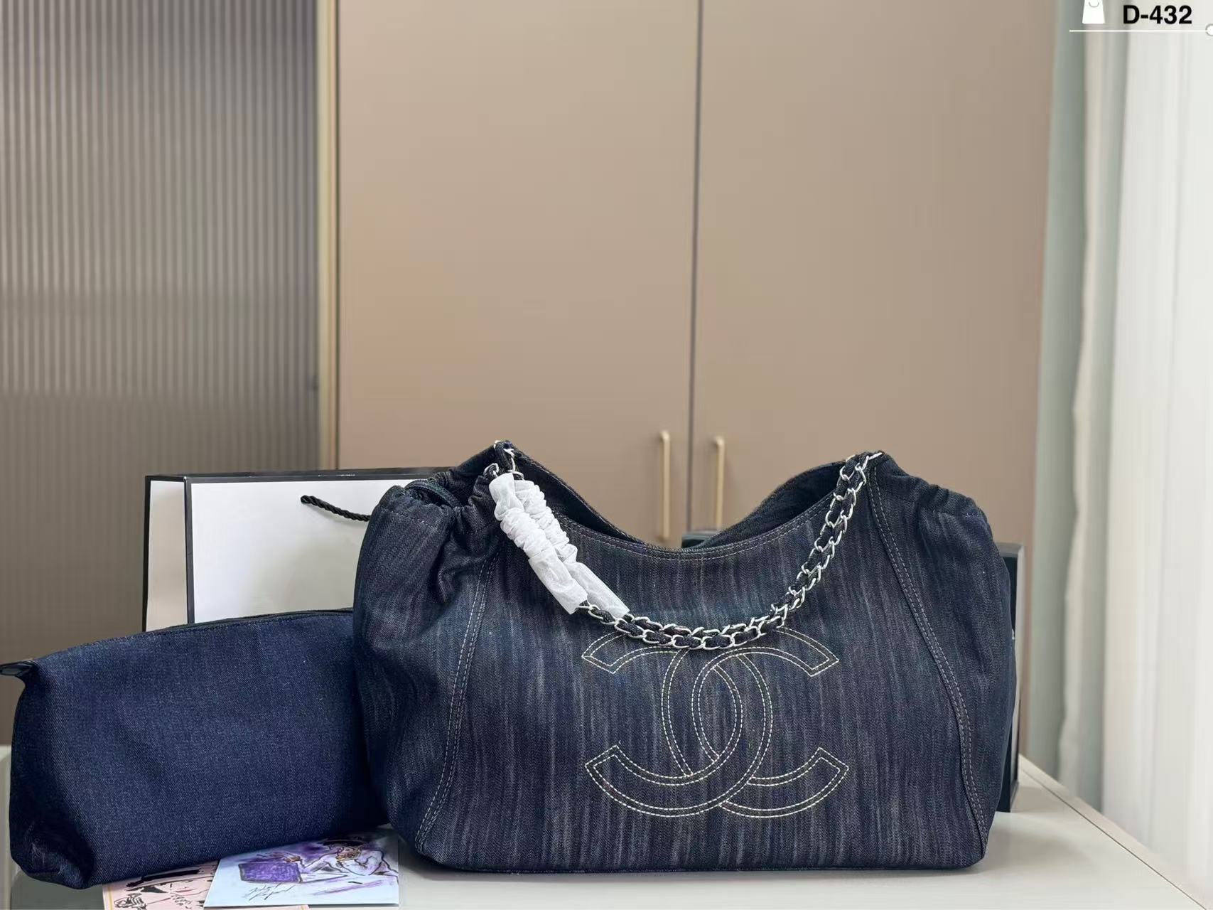 Chanel Denim Hobo Shoulder Bag