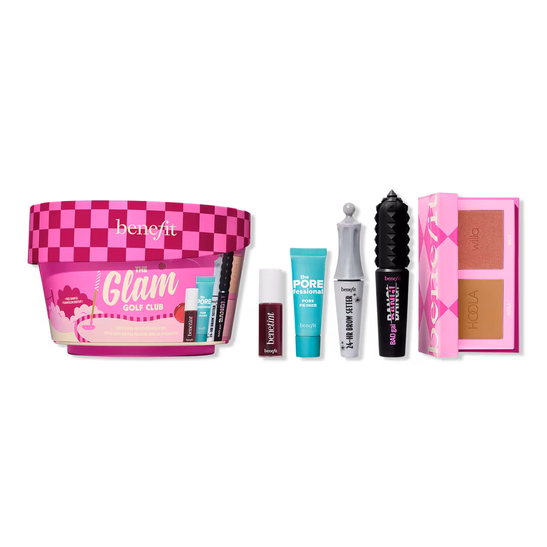 Benefit Cosmetics  The Glam Golf Club Mini Full-Face Makeup Set Bestselling Travel-Size Essentials