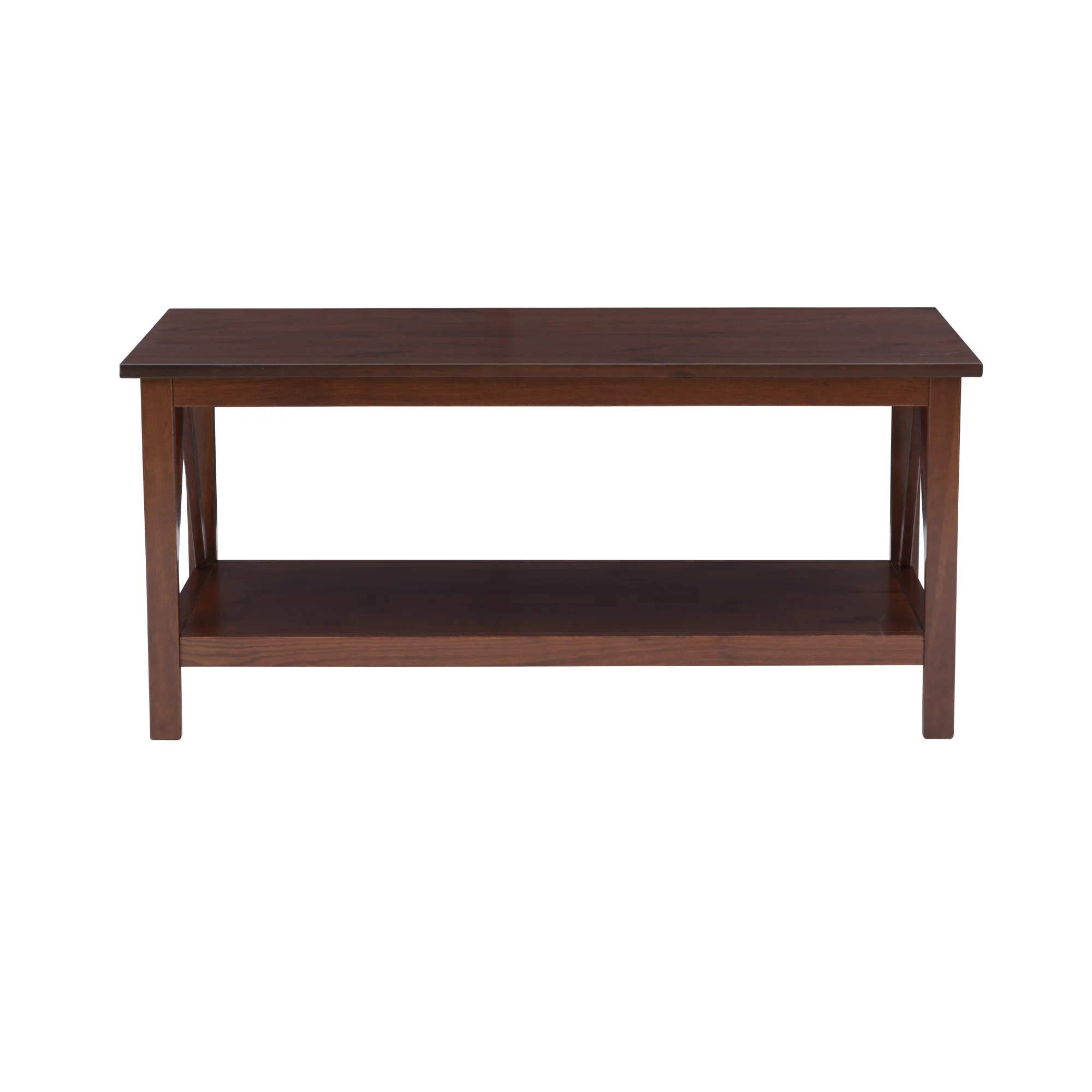 Linon Titian Indoor Coffee Table with Shelf, Antique Tobacco