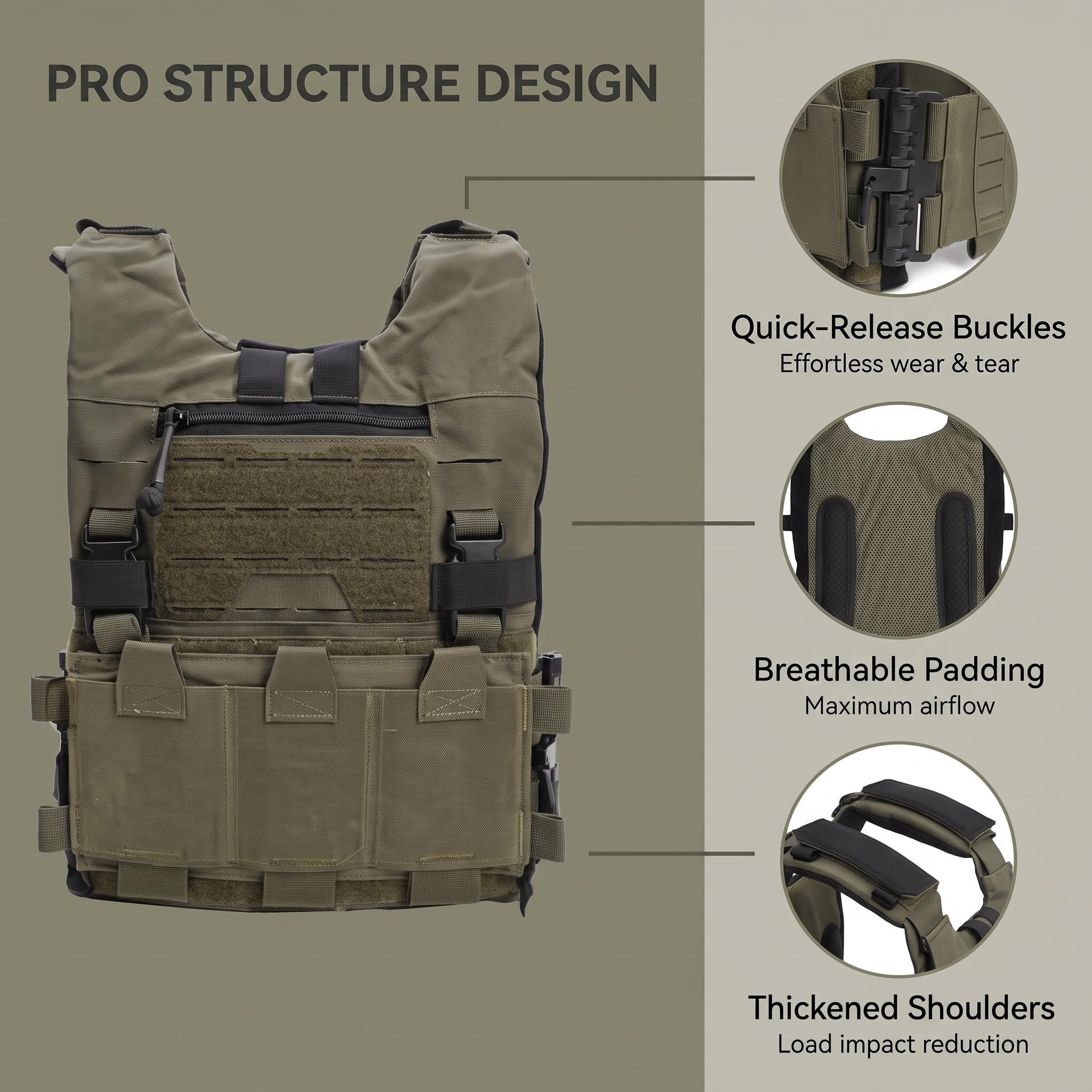 USKDTAC GTPC Plate Carrier Modular Quick Release Tactical MOLLE Vest