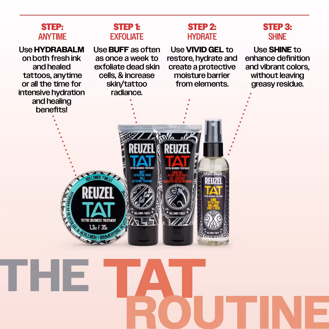 REUZEL  Tattoo Advanced Treatment Collection - Buff, Shine, Hydrabalm, & Vivid Gel