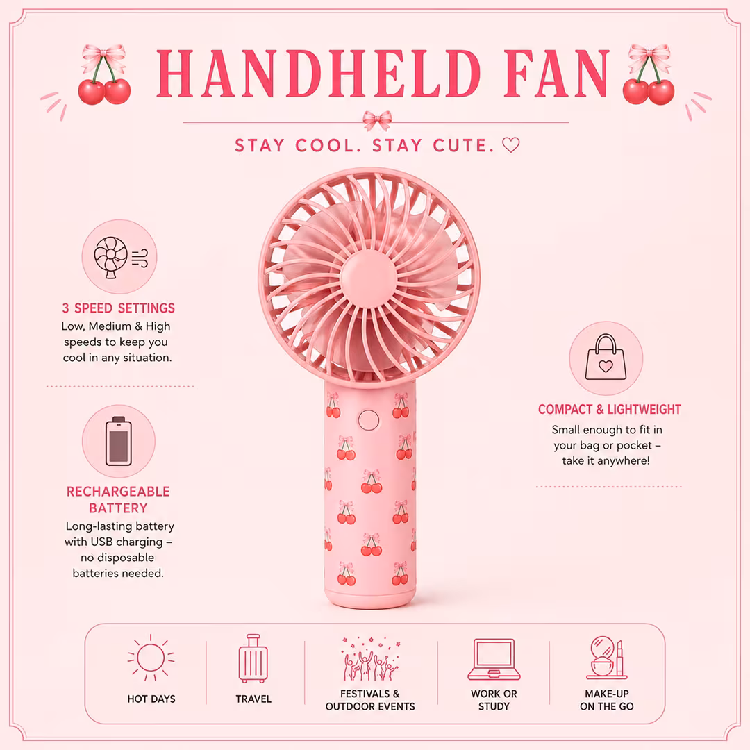 The Vintage Cosmetic Company  Cherry Print Beauty Fan