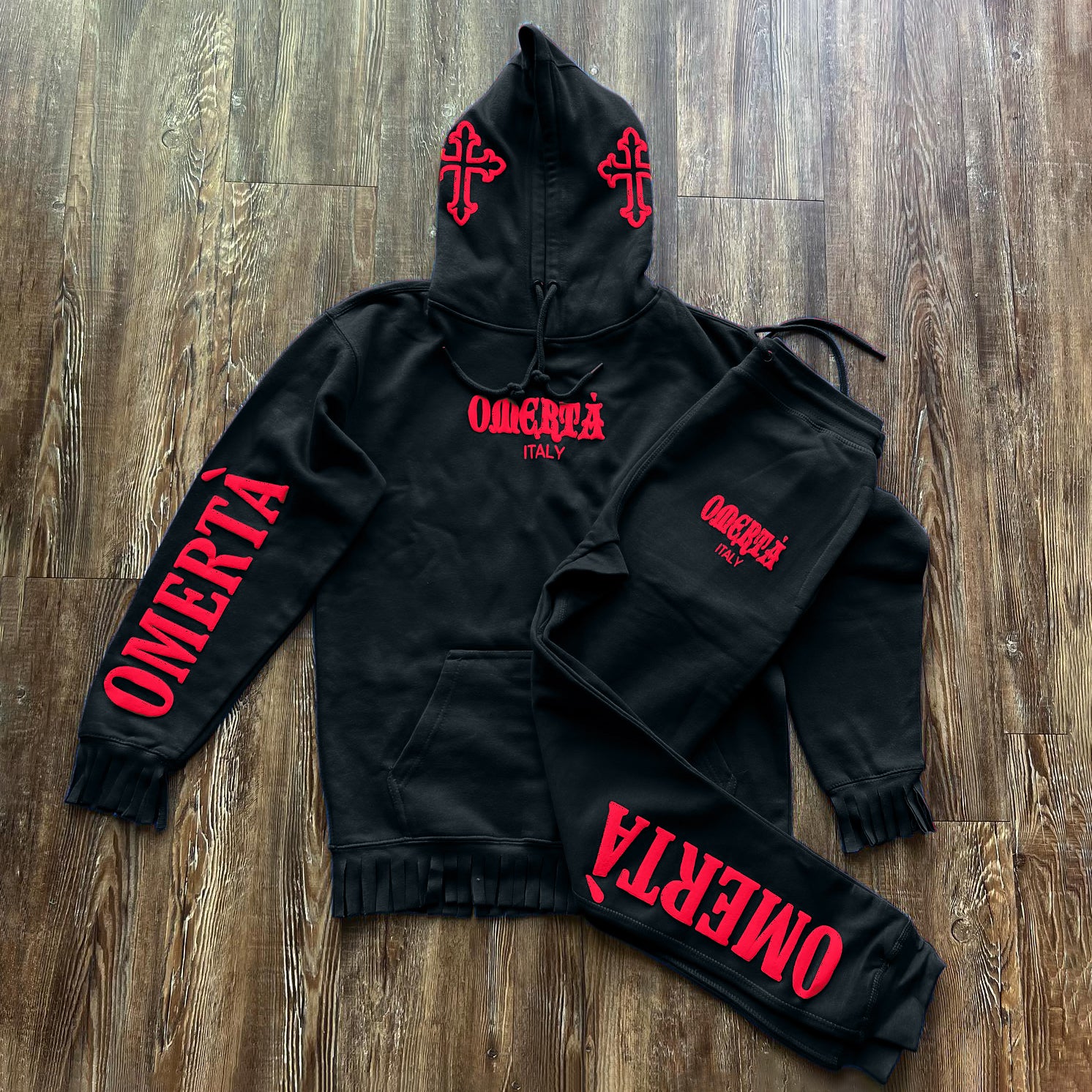 Trendy brand personalized tassel printed hoodie set