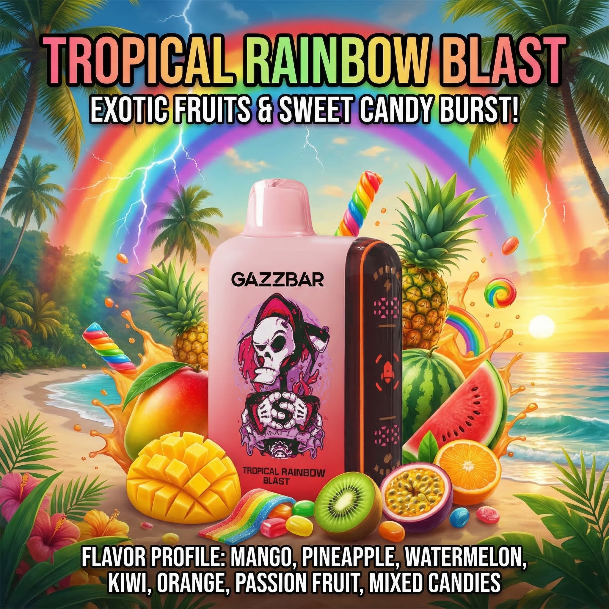 ROCKET 10000 PUFFS-TROPICAL RAINBOW BLAST