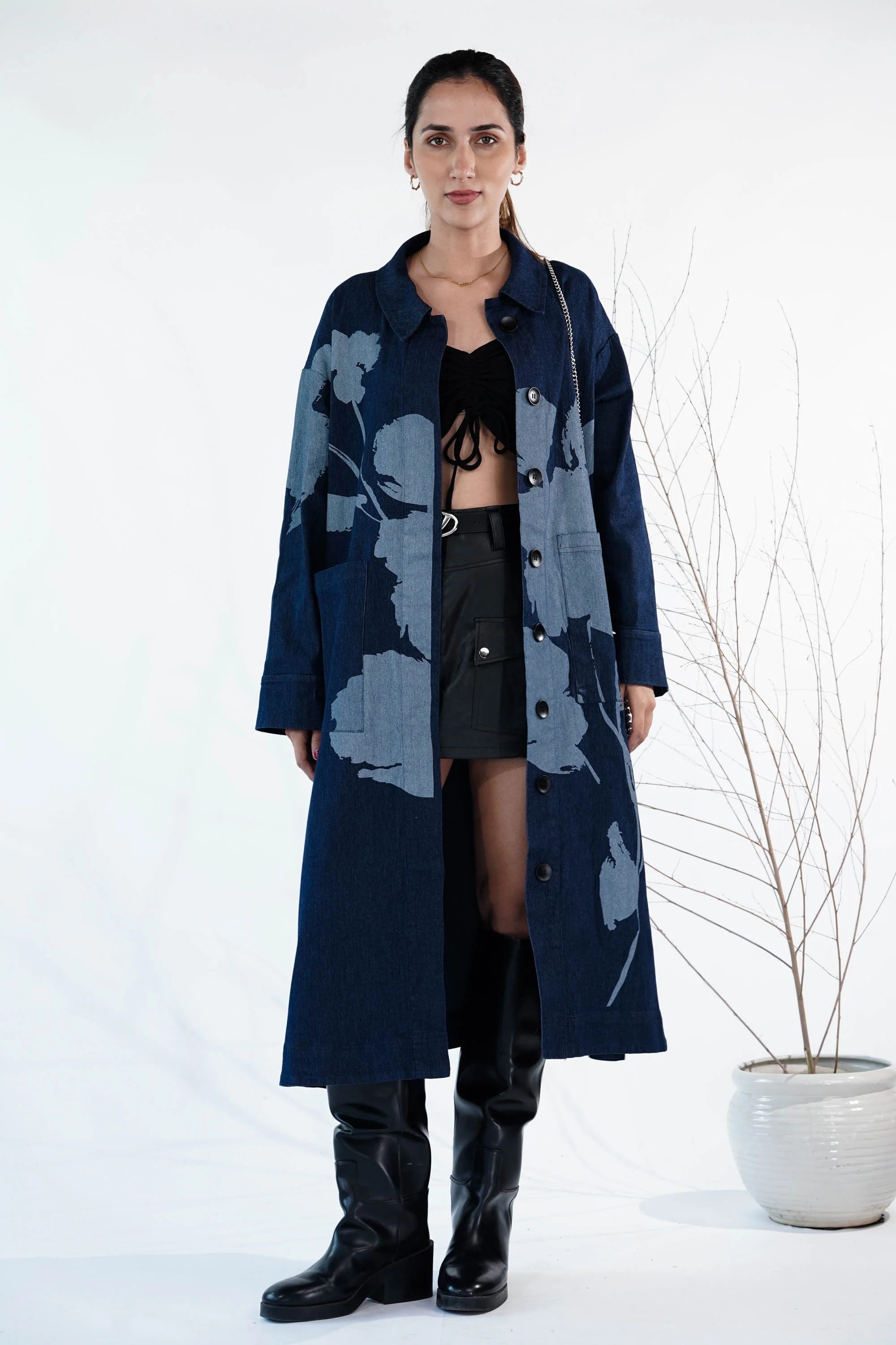 Ink & Ash Blue Trench Coat