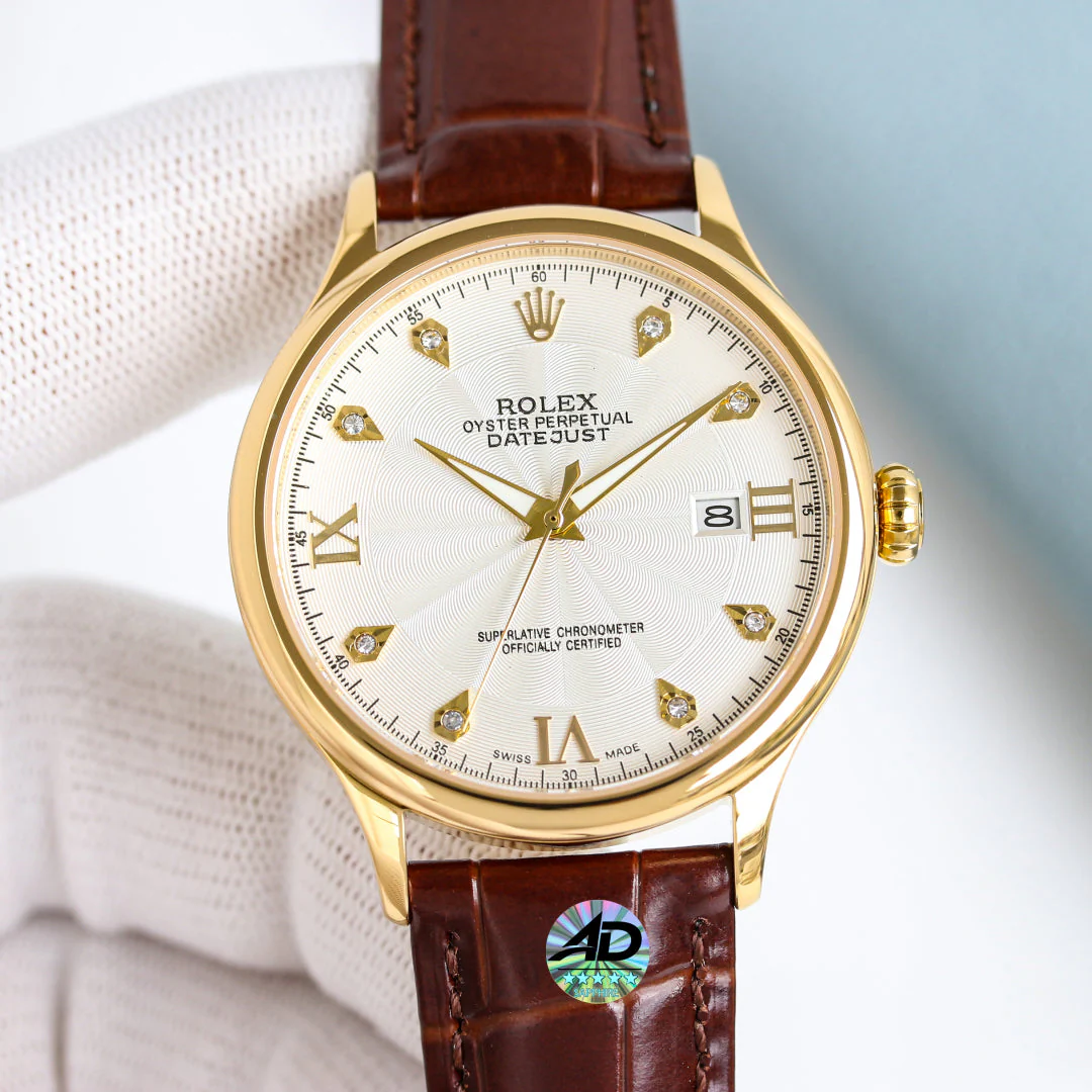 Rolex Watch Datejust 40mm Gold Leather