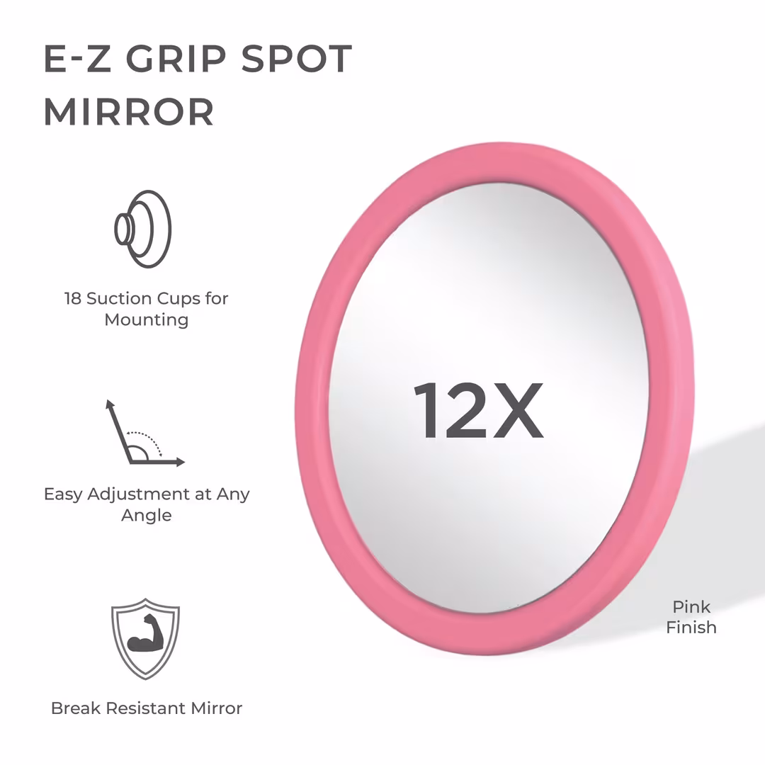 Zadro  E-Z Grip Compact Mirror, 12X Magnification, Suction Cups