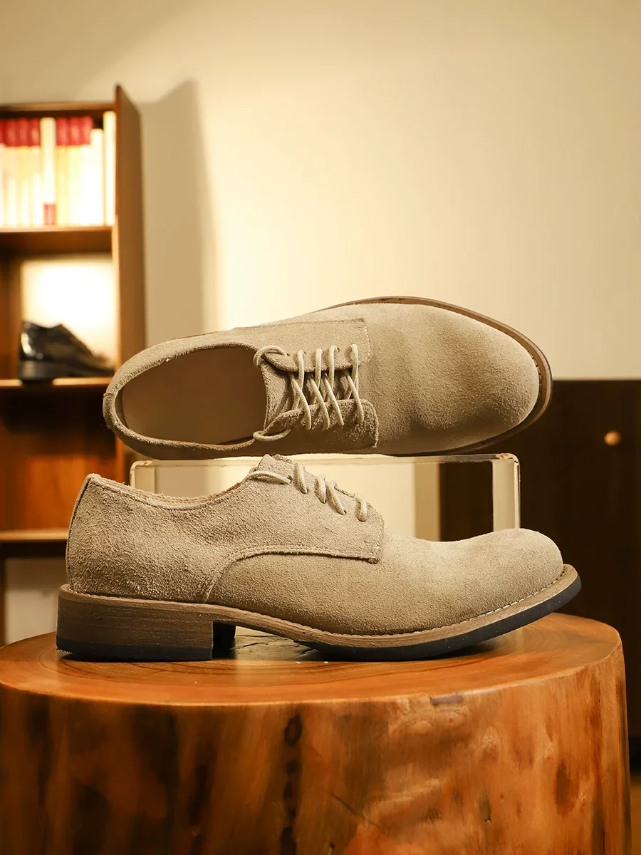 Handmade Goodyear men's low-top derby casual leather shoes