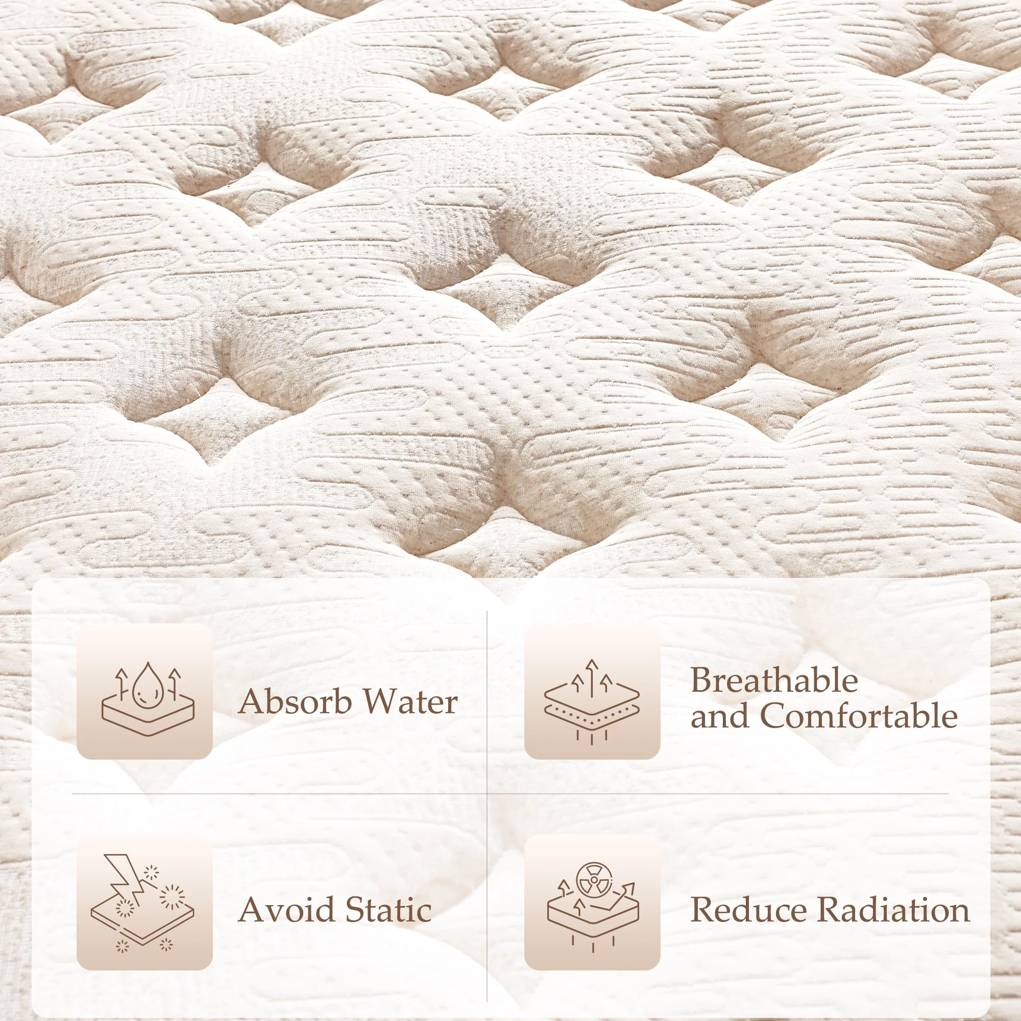 Queen Size Hybrid Mattress, Kescas 10 inch Euro Top Linen Cover Innerspring Mattress in a Box, with CertiPUR-US Certified Memory Foam, Plush Yet Supportive