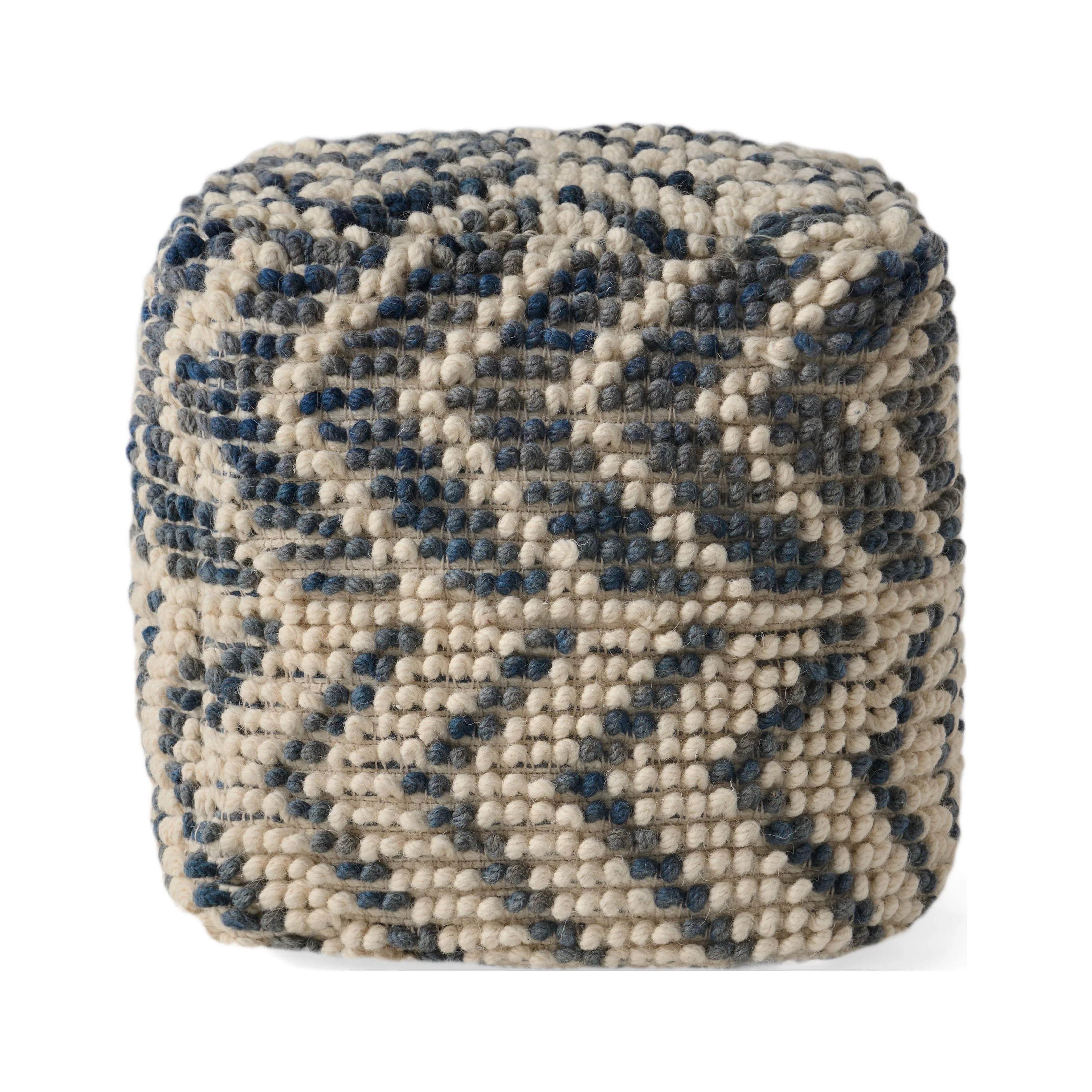 Noble House Cube Chevron Tufted Wool Pouf