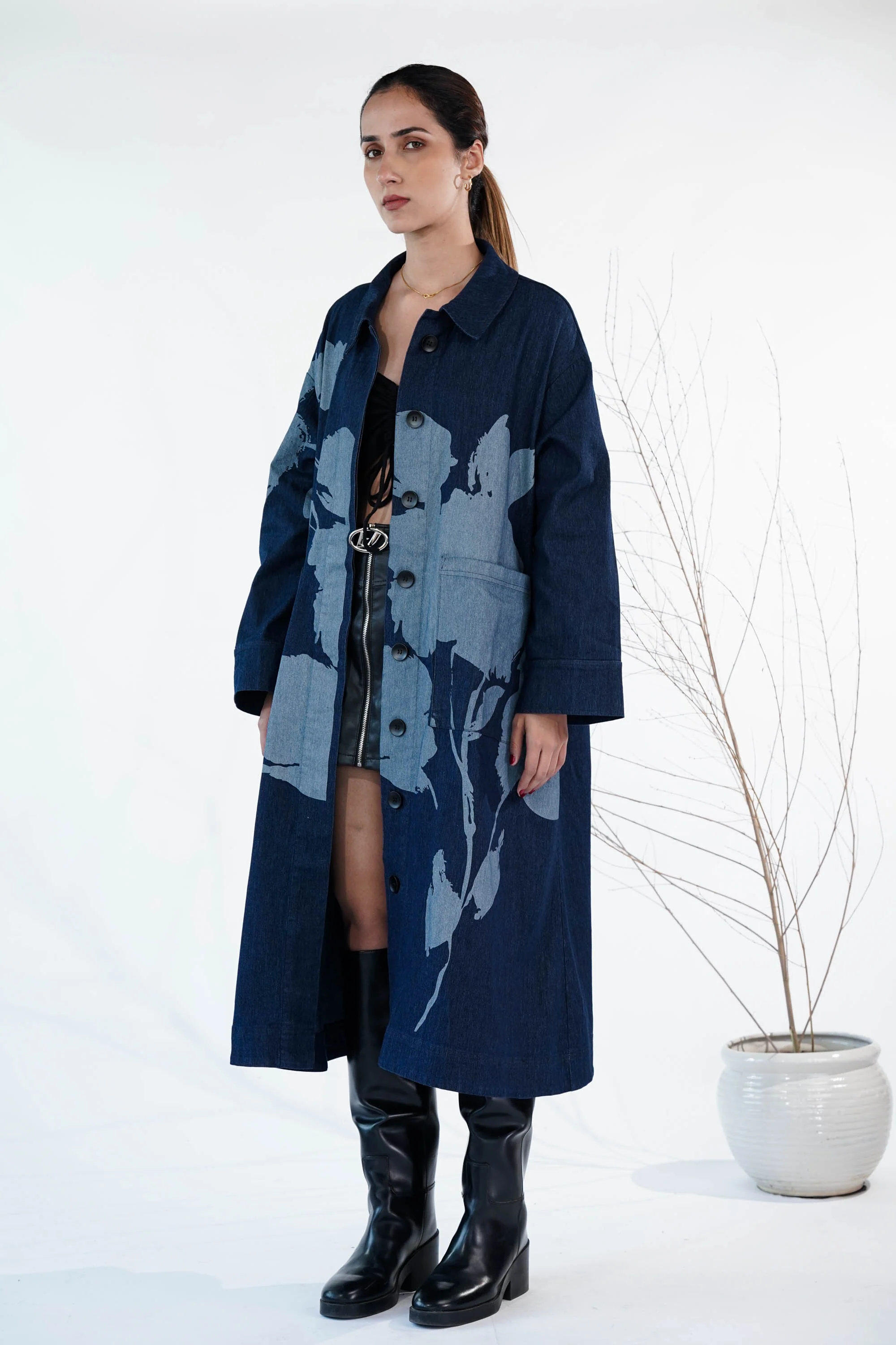 Ink & Ash Blue Trench Coat