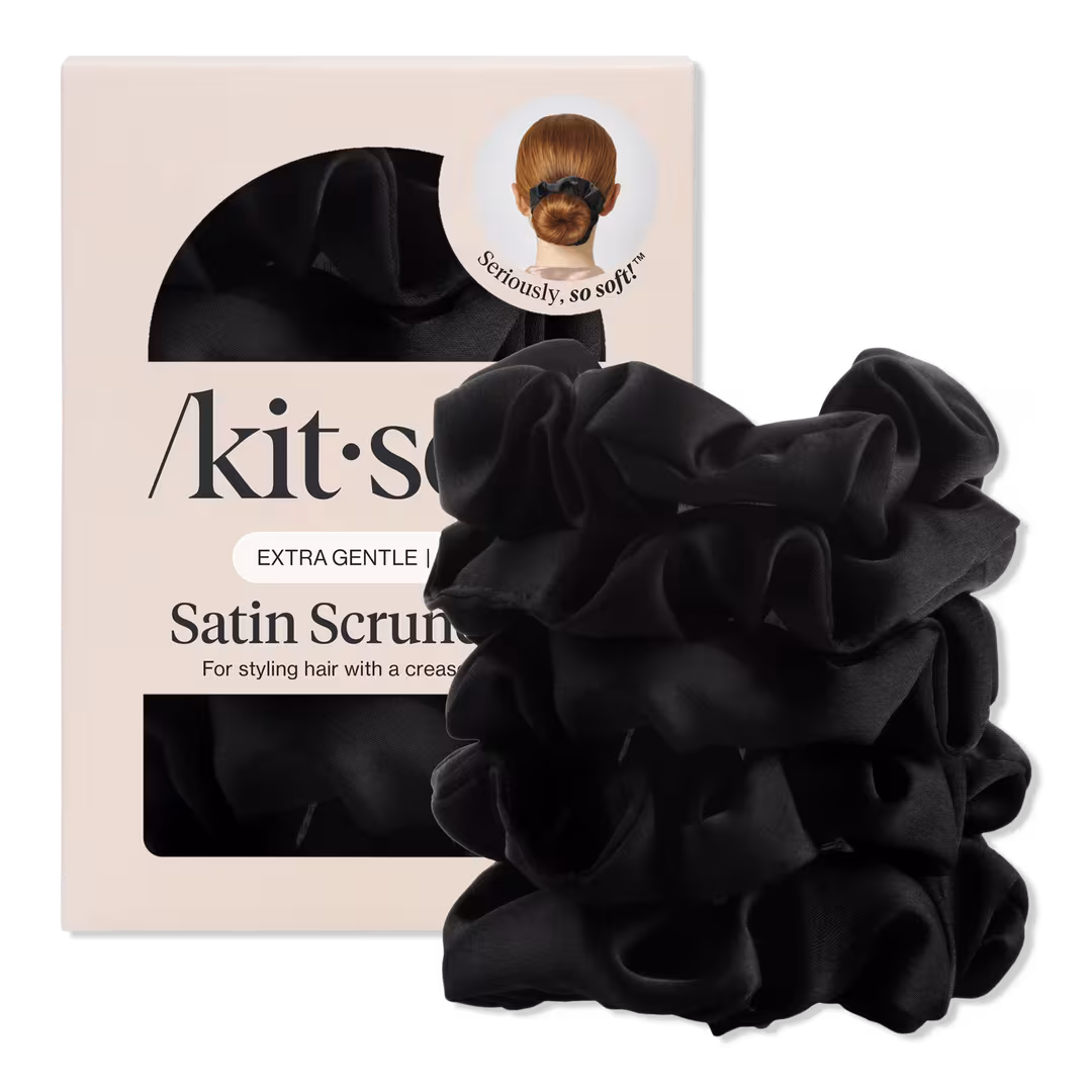 Kitsch  Black Satin Sleep Hair Scrunchies