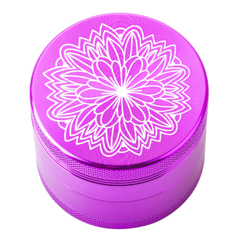 Purple Carved Flower Weed Grinder 4 Layer