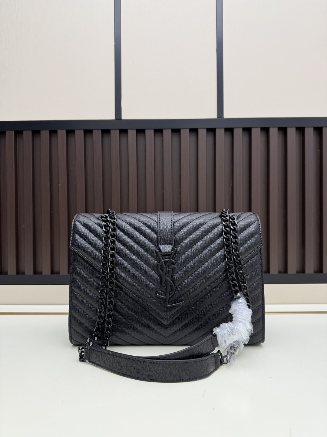 YSL Caviar Black Quilted Handbag
