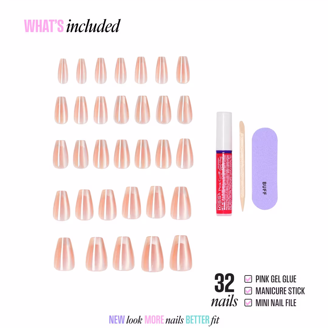 Kiss  Glam Embellished Medium Coffin Press On Nails, Dusk Mirage