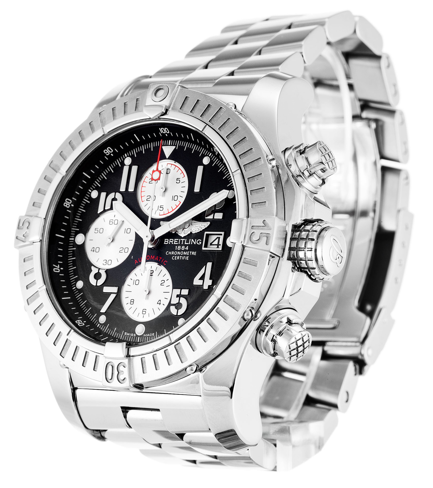 Replica Breitling Super Avenger Black Dial Number Markers A13370