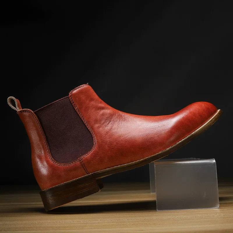 Men's handmade pointed chelsea boots