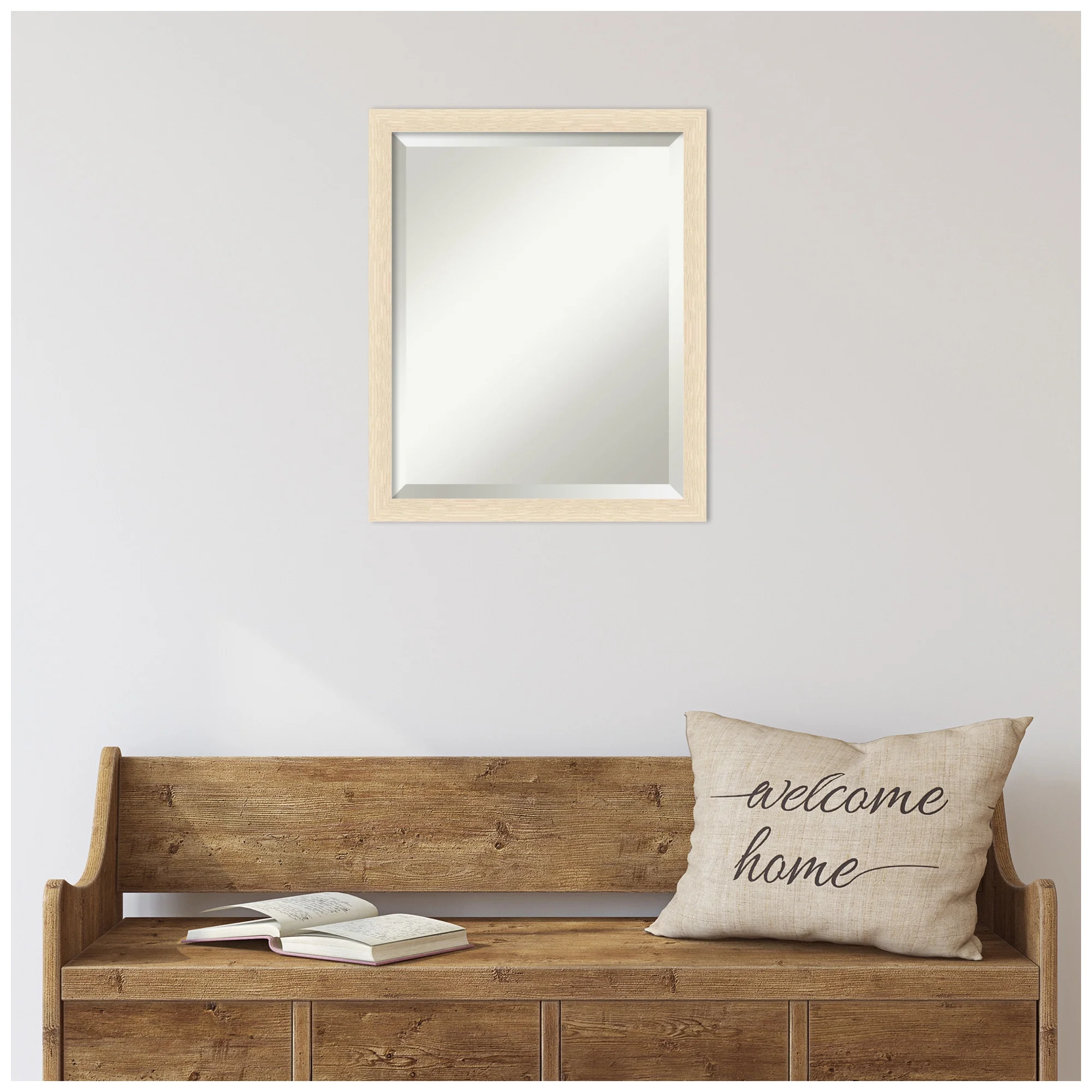 Amanti Art Woodgrain Stripe Beveled Wood Wall Mirror 22 x 18 in.