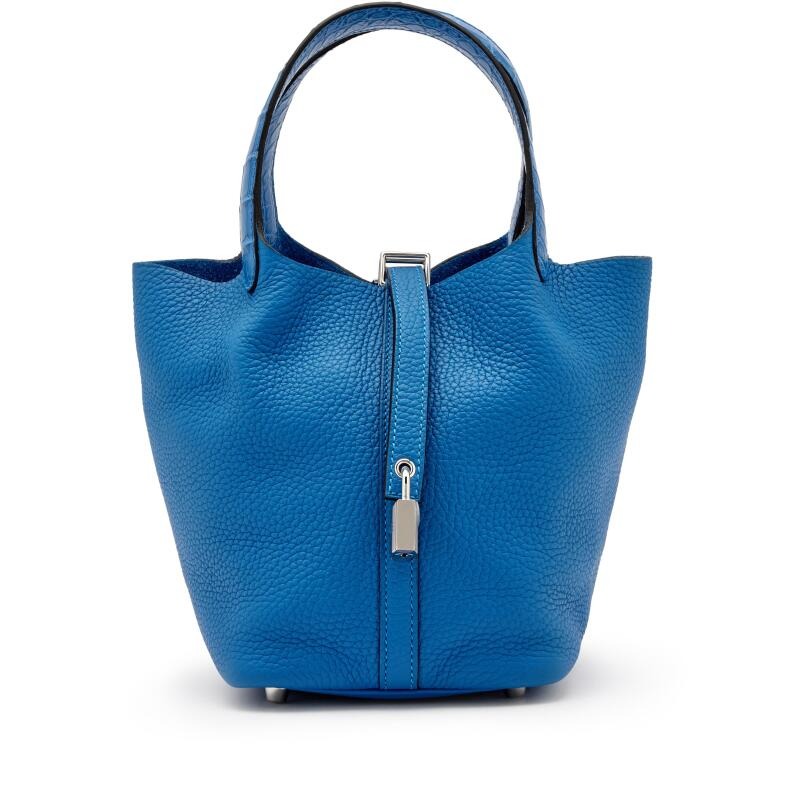 Hermes Clemence Picotin Lock Bag Silver Hardware-Blue Bag