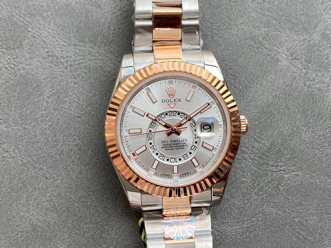 Rolex Watch SKY-DWELLER TWO-TONE 42 ROSE GOLD BEZEL GREY DIAL