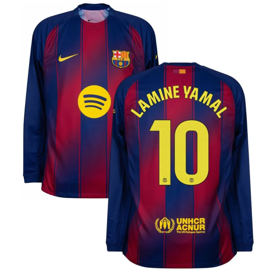 Lamine Yamal Barca Long Sleeve Home Jersey Men 2025 2026