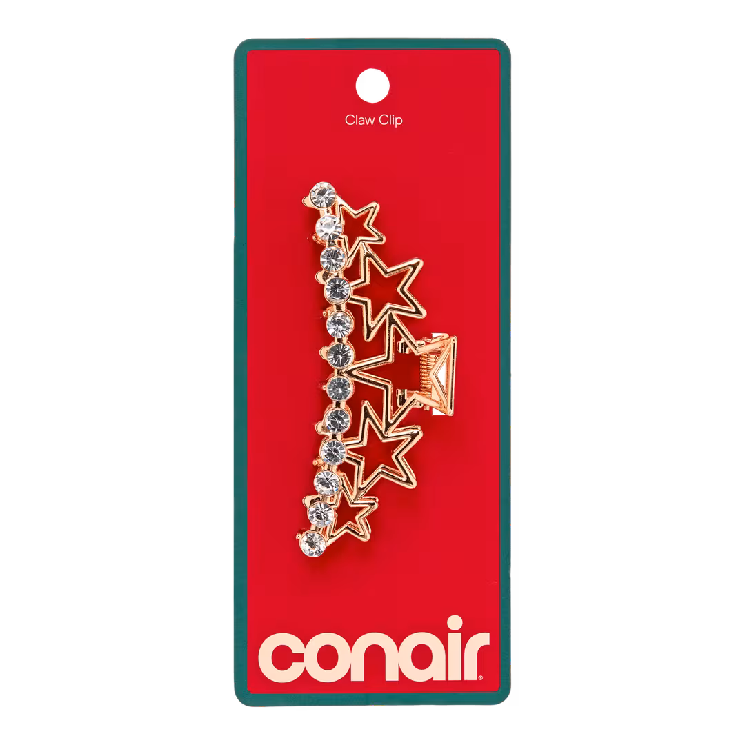Conair Accessories  Metal Gold Star Claw Clip with Clear Stones