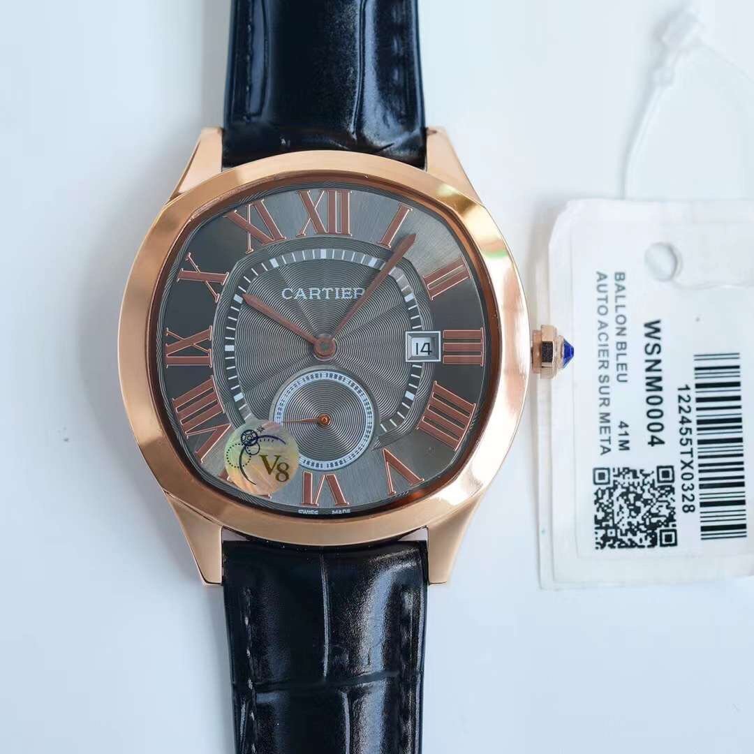 Cartier Watch DRIVE DE CARTIE SECOND TIME ROSE GOLD CASE LEATHER