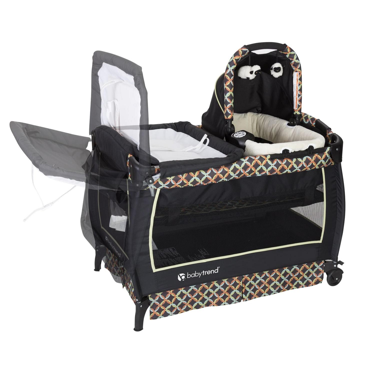 Baby Trend Twins Nursery Center Playard with Travel Bag - Circle Tech Multi-Color Black
