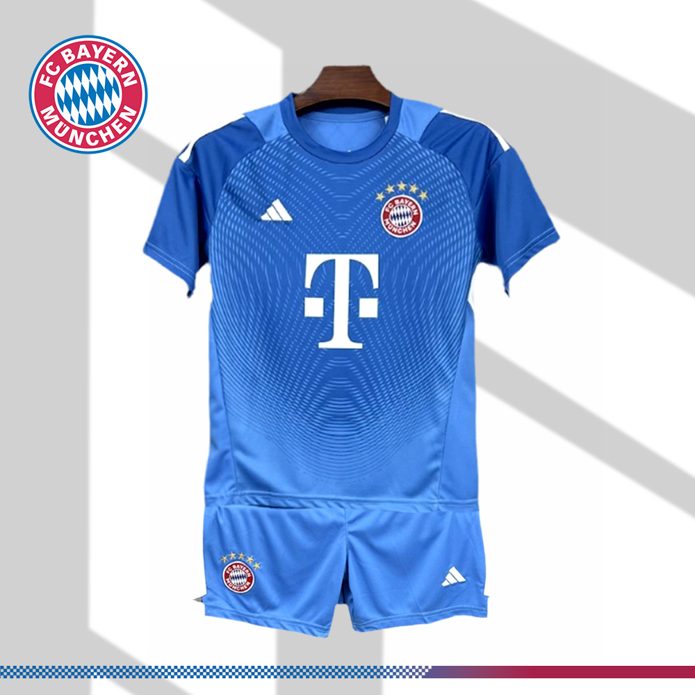 2025/2026 Bayern Munich Goalkeeper Blue Kit for Kids (Kids Kit socks)