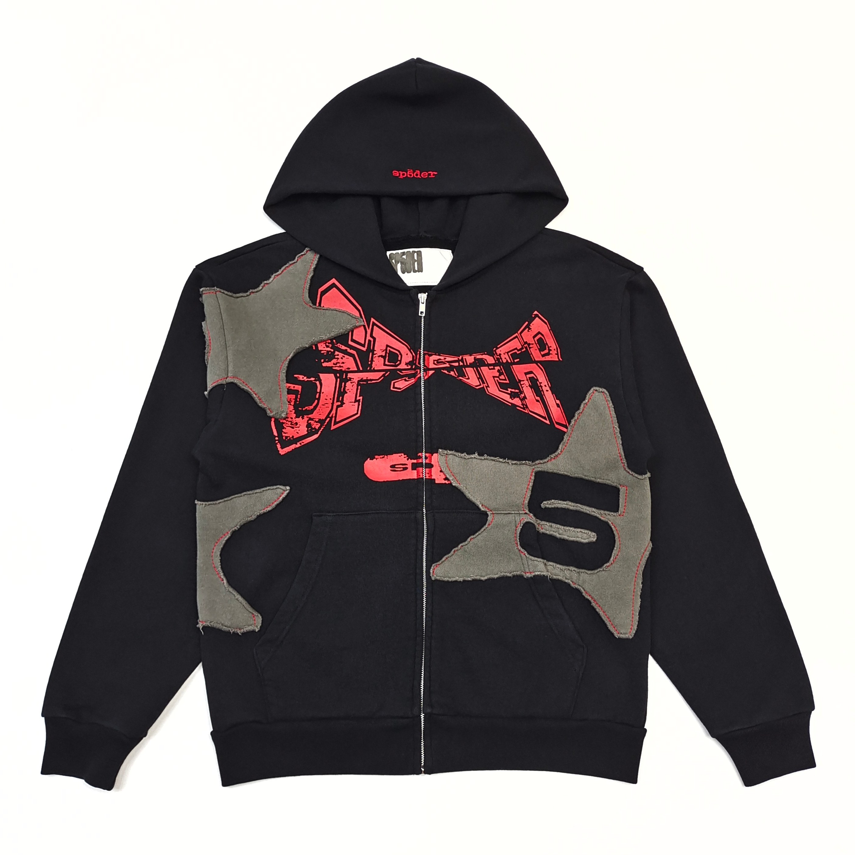 1:1 Grey Star Patchwork Black Zip-Up Shirt
