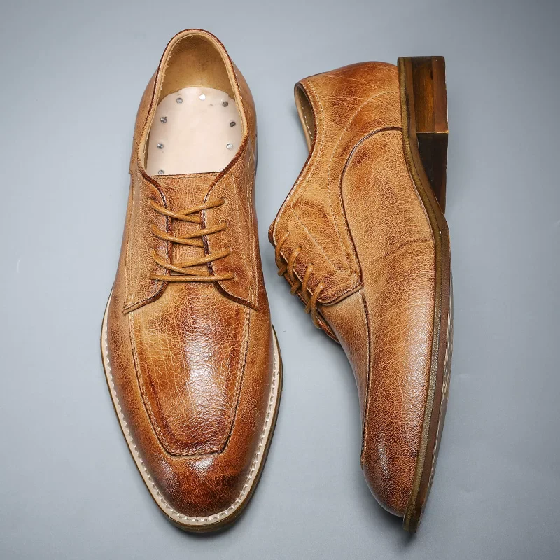 Men's retro first layer cowhide soft sole shoes