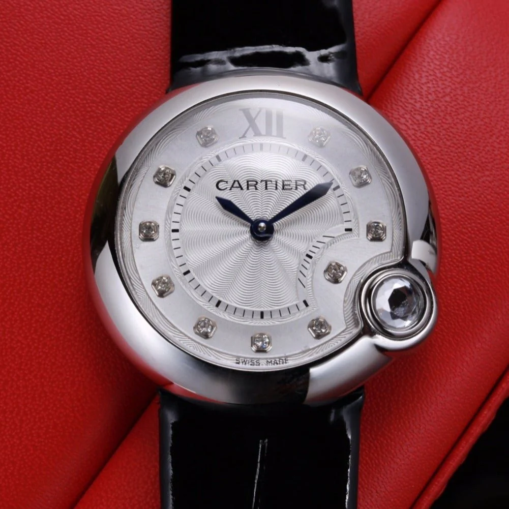 Cartier Watch BALLON BLANC 33MM AUTOMATIC DIAMOND NUMERALS LEATHER