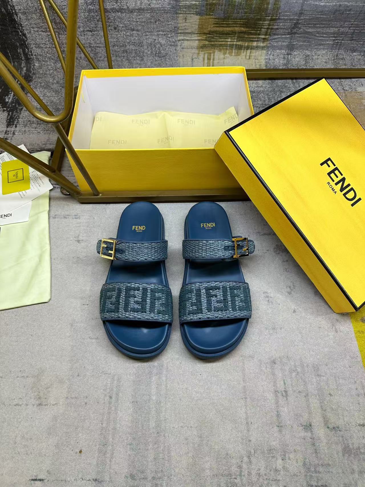 Fendi Double-Strap Flat Sandals