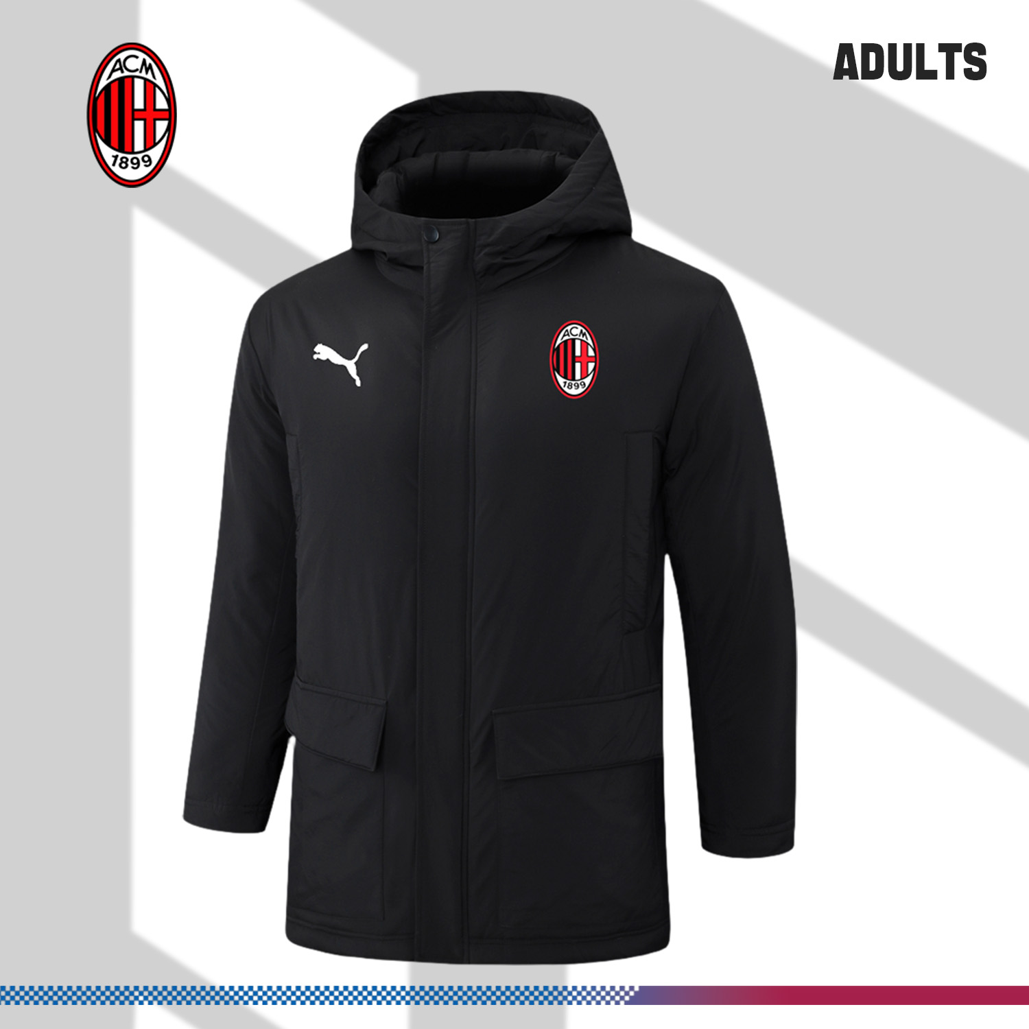 2024/2025 AC Milan Black Adult Full Zip Training Suit (Long Cotton jacket)