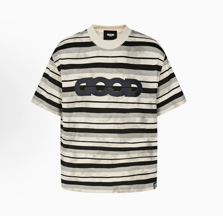 Dirty stripe casual round neck short-sleeved T-shirt for men and women
