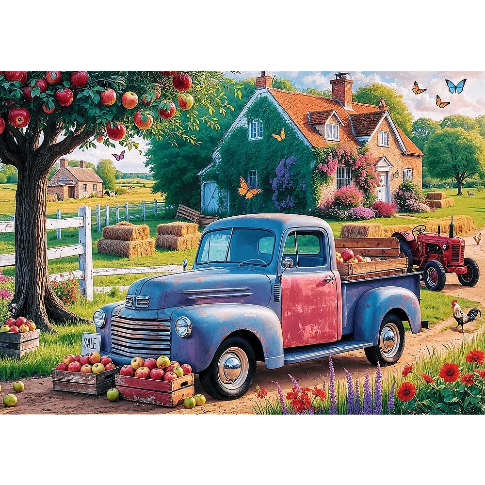 Puzzle 500 El. Premium Plus Quality, Mistrzostwa Europy, Tea Time: Samochód Farmera