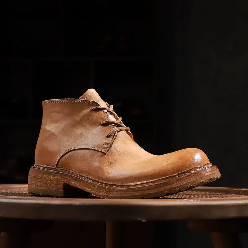 Primary color washed horsehide Martin boots