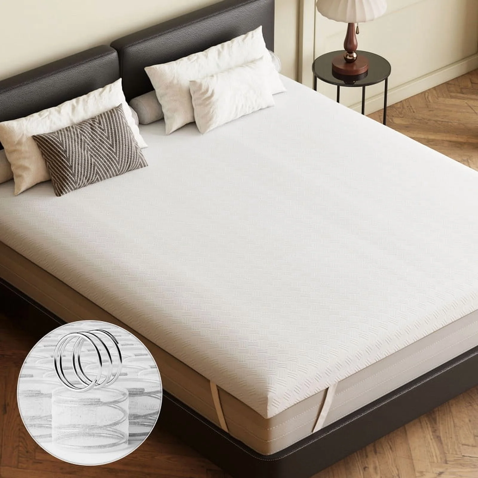 Belffin 4in 5 Layer Structure Inner Spring Memory Foam Mattress Breathable And Removable Cover Machine Washable Bamboo Fiber Mattress,King