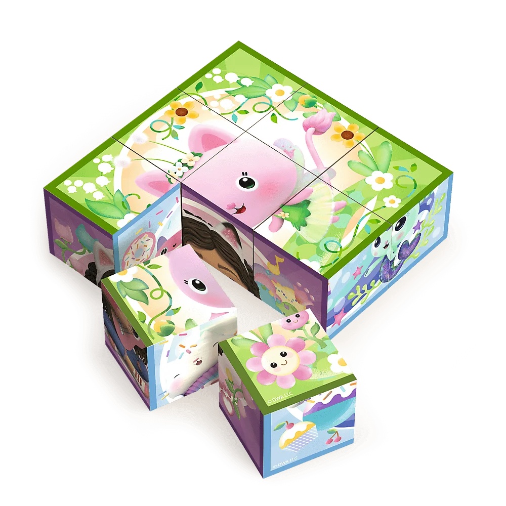 Drewniane Klocki Puzzle, Koci Domek Gabby