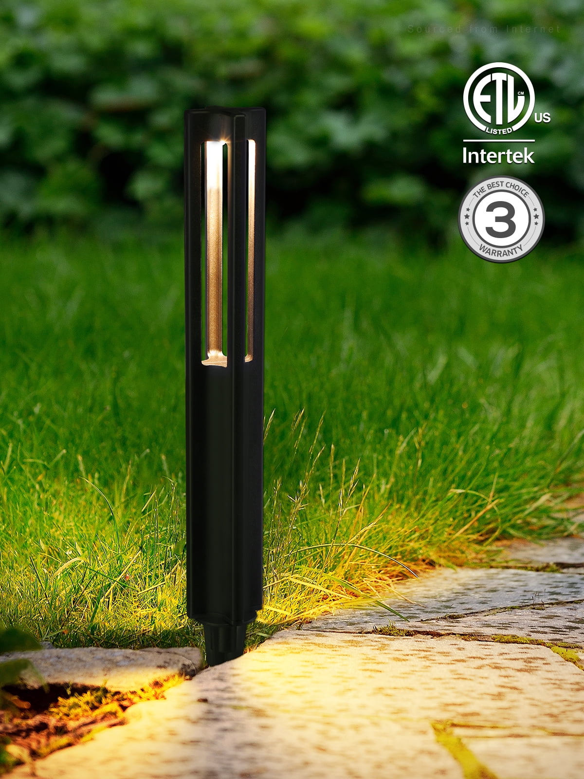 6 Pack  LED Pathway Lights, 12-24V AC/DC Low Voltage Landscape Lighting , IP65, ETL Listed, Aluminum, 3000K Warm White, Black Finish