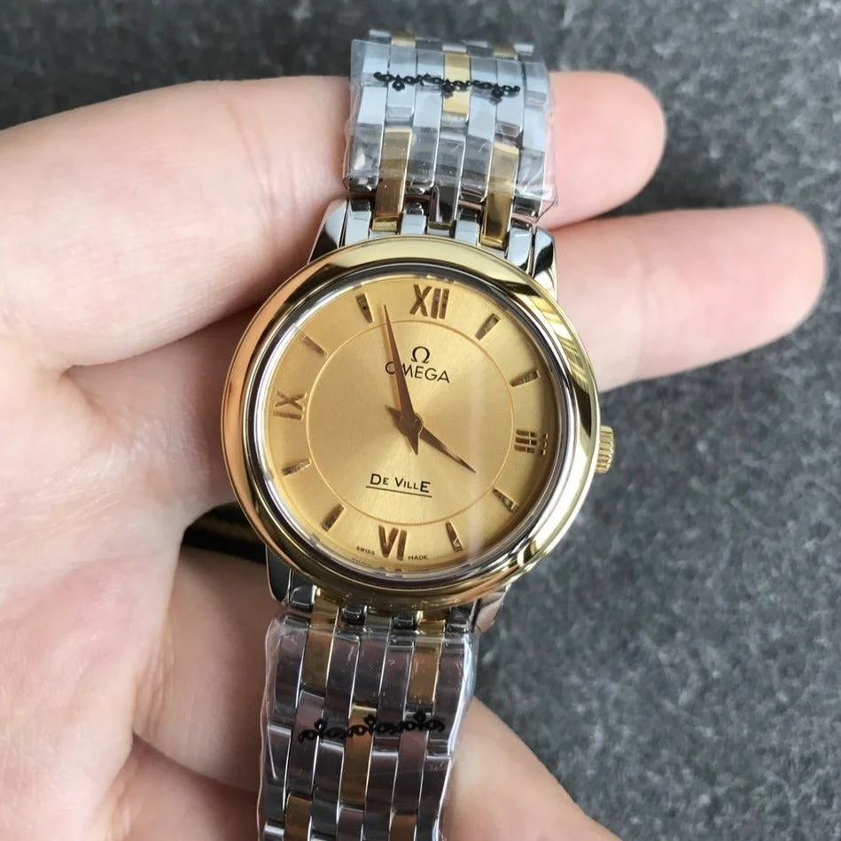 Omega Watch DEVILLE PRESTIGE 27MM QUARTZ GOLD STEEL YELLOW GOLD DIAL