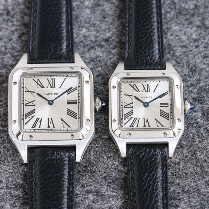 Cartier Watch SANTOS DUMONT LADY SILVER CASE LEATHER STRAP